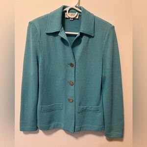 St. John Collection teal Santana knit jacket, size 2
